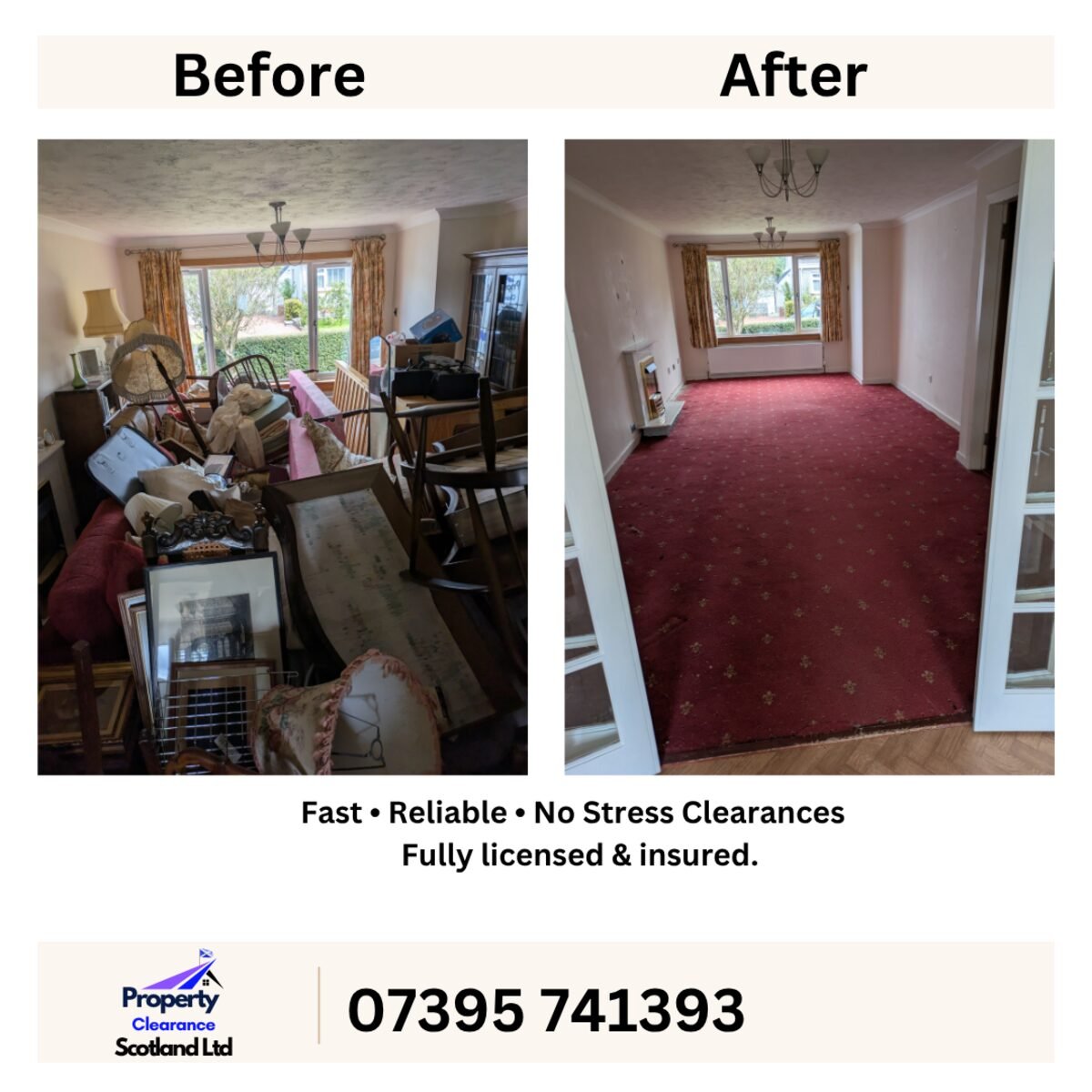 Full house clearance before and after Central Scotland